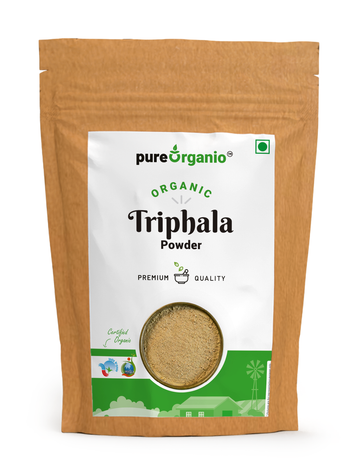 Pure Organio Organic Triphala Powder NPOP Indian Organic Certified (Made With Haritaki, Baheda & Amla Blend)