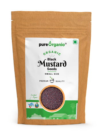 Pure Organio Organic Black Mustard Seeds (Small Size) Indian Organic NPOP Certified