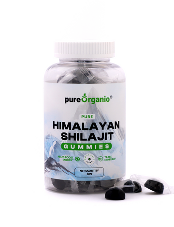 Pure Organio Himalayan Shilajit Gummies – 60 Pcs | Energy, Stamina & Strength Booster | Pure Shilajit Extract | Natural Testosterone Support | Ayurvedic Vitality Supplement for Men & Women