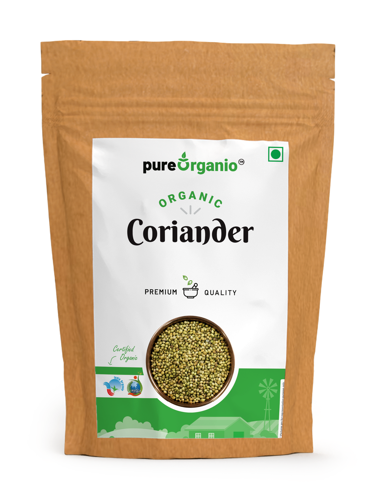 Pure Organio Organic Coriander Seeds Whole Dhaniya