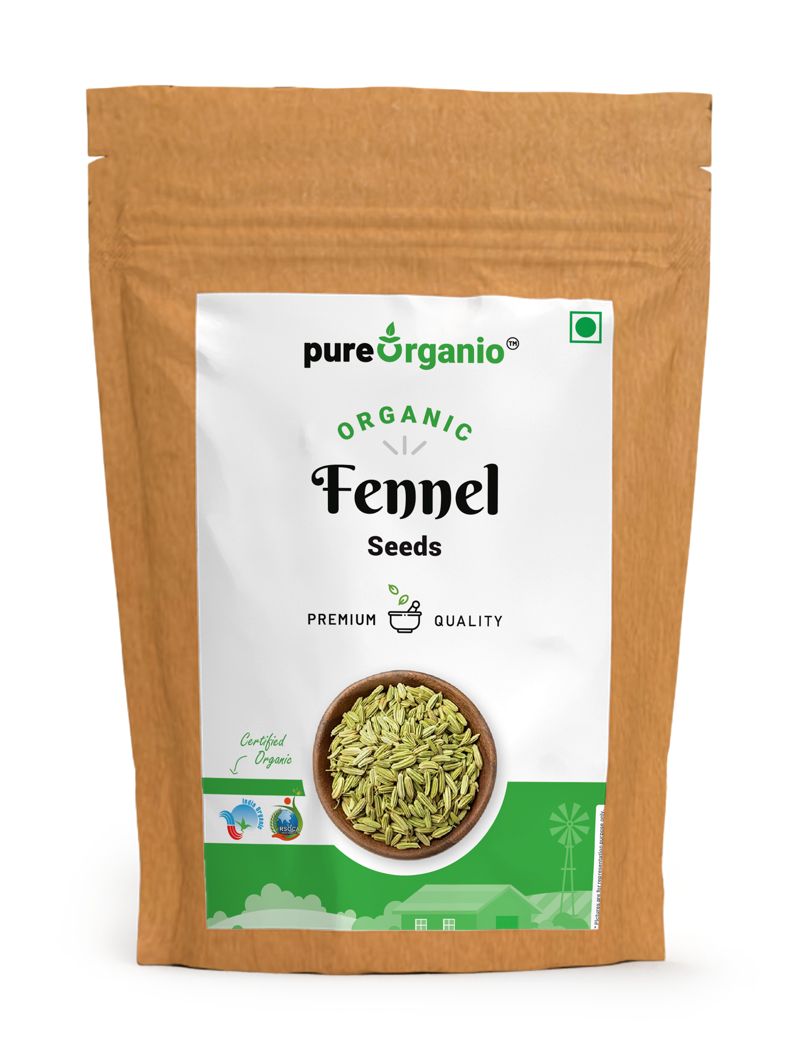 Pure Organio Organic fennel Seeds Sauf