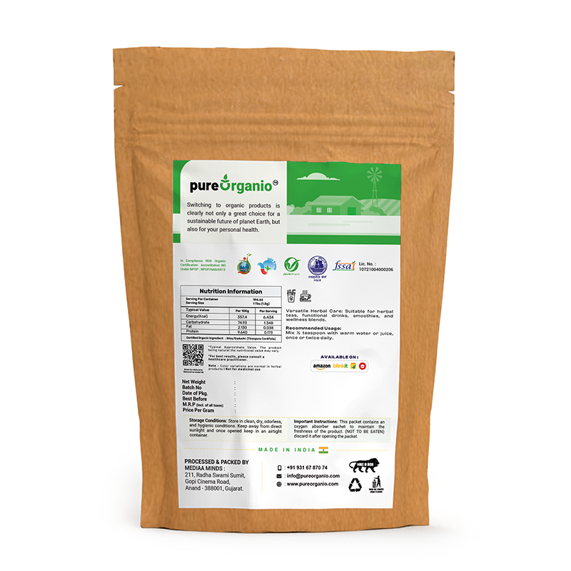 Pure Organio Organic Giloy Powder Indian Organic NPOP Certified