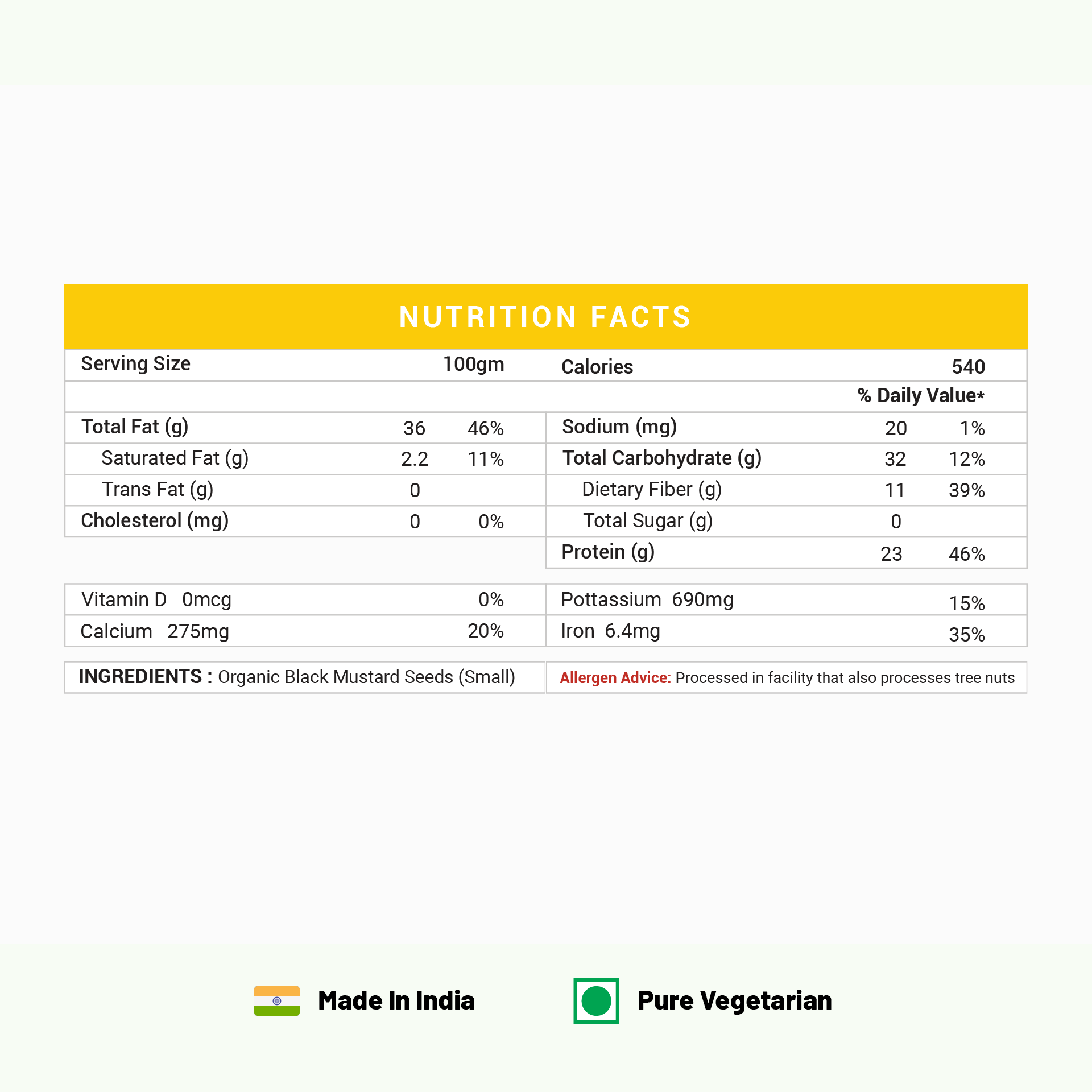 Organic Black Mustard Seeds Small Size