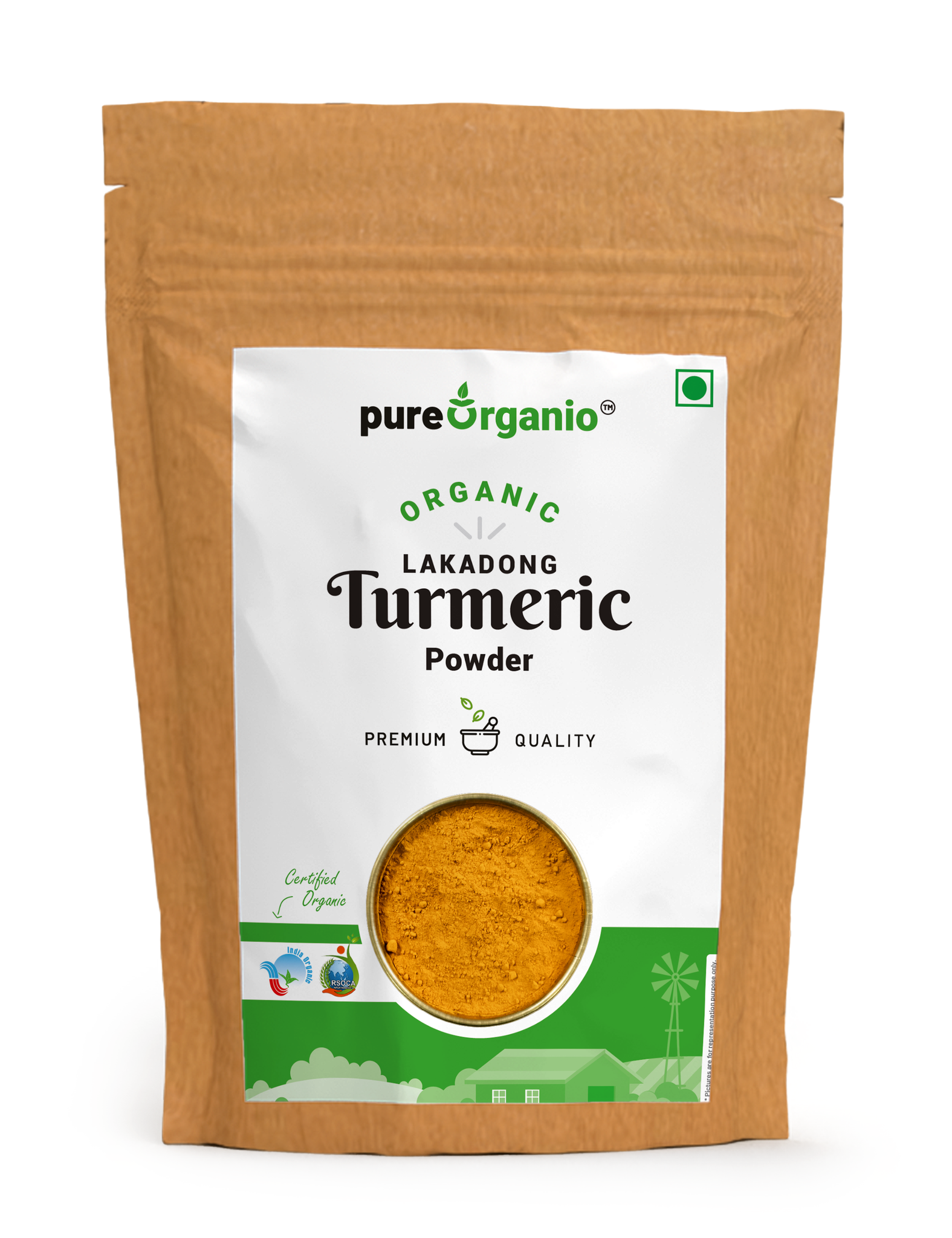 Pure Organio Organic Lakadong Turmeric Powder Indian Organic NPOP Certified