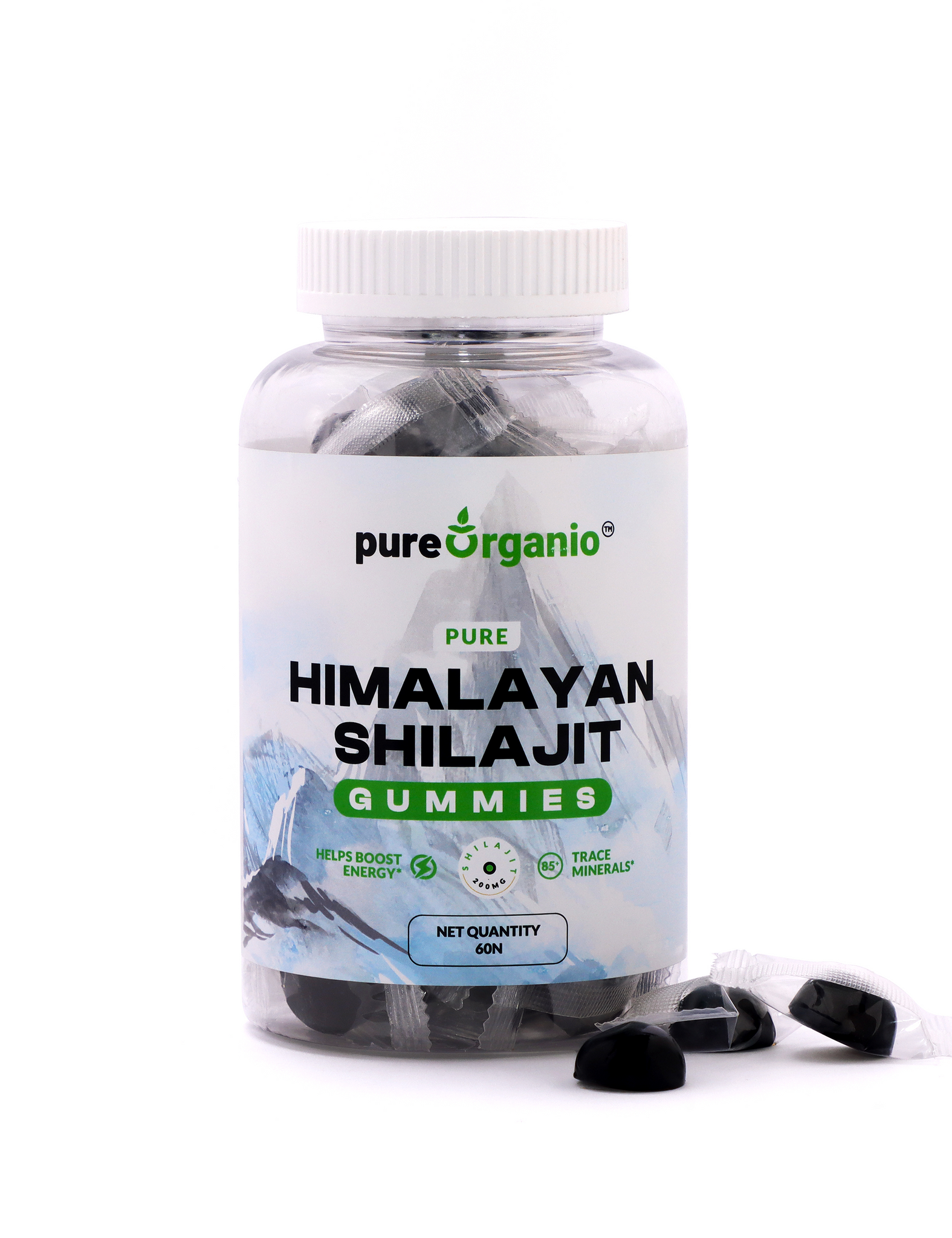 Pure Organio Himalayan Shilajit Gummies – 60 Pcs | Energy, Stamina & Strength Booster | Pure Shilajit Extract | Natural Testosterone Support | Ayurvedic Vitality Supplement for Men & Women