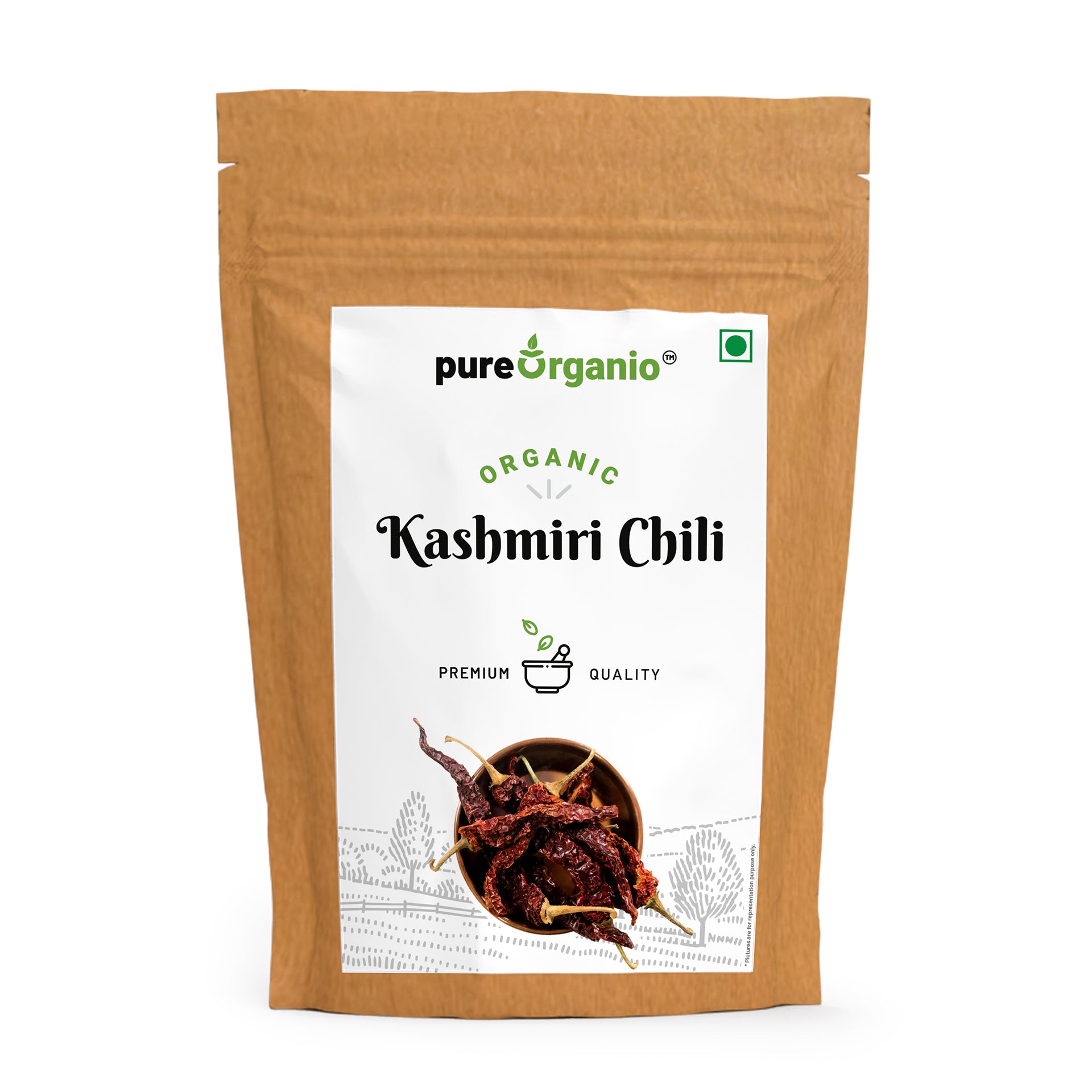 Pure Organio Organic Dried Kashmiri Chilli Whole Lal Mirch